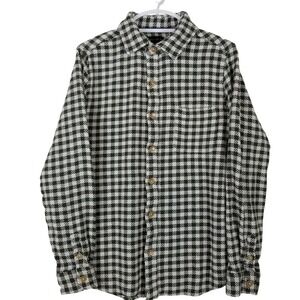 American Tall Mens Large Tall Olive Green Houndstooth Flannel Shirt AM-BS-10821